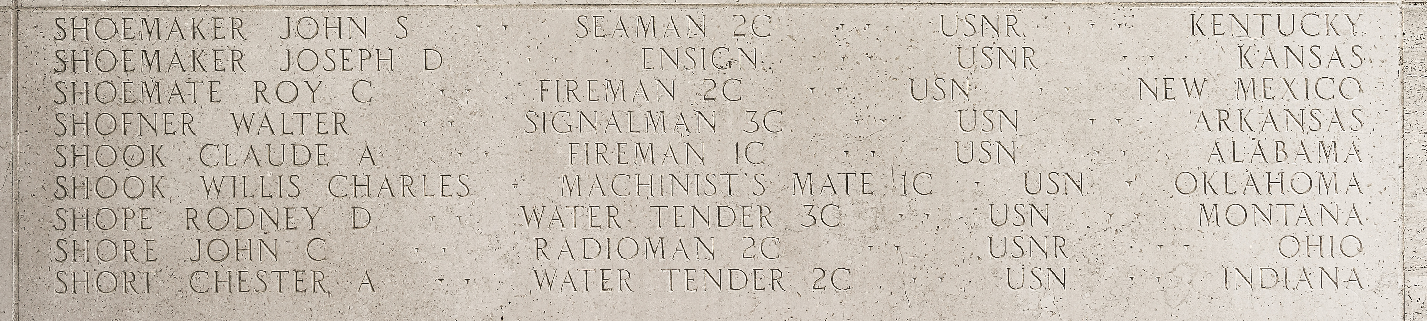 Walter  Shofner, Signalman Third Class